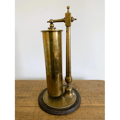 94 - A well made Trench Art type gong, all brass with wooden base using a military shell plus a wooden go... 