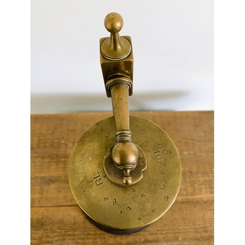 94 - A well made Trench Art type gong, all brass with wooden base using a military shell plus a wooden go... 