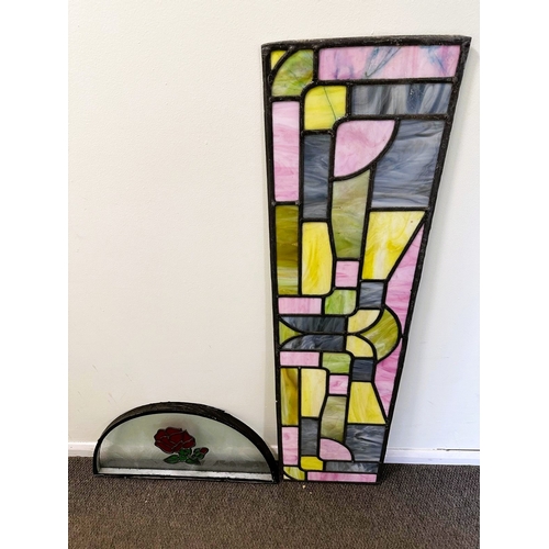 367 - An oblong leaded glass panel, 43