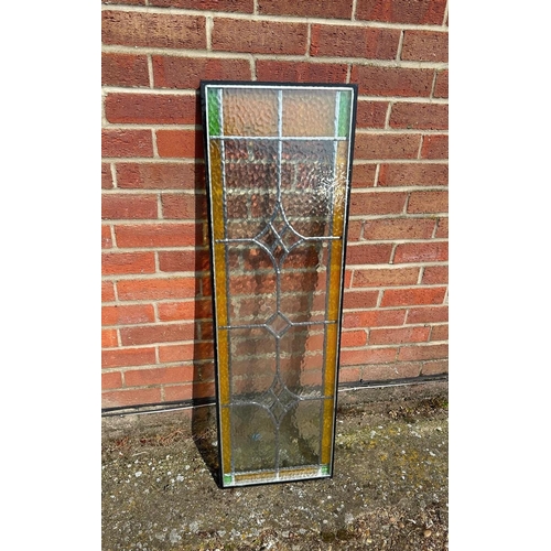 368 - An oblong leaded glass panel, 44 1/2