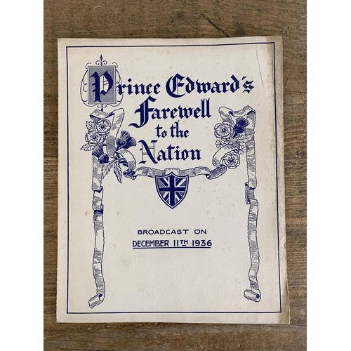 38 - A selection of King Edward VIII ephemera including an unused easel calendar, a copy of the 1936 'Far... 