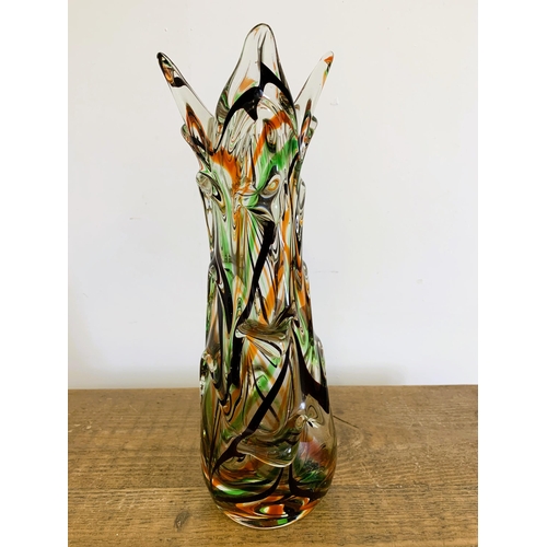 142 - A large (possibly Czech) multi coloured glass vase, approx. 14