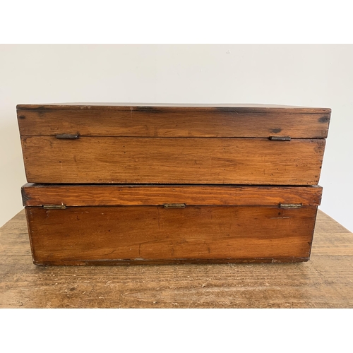 17 - A late 19th/early 20th Century mahogany veneered deed box with brass carry handles, Bramah lock (no ... 