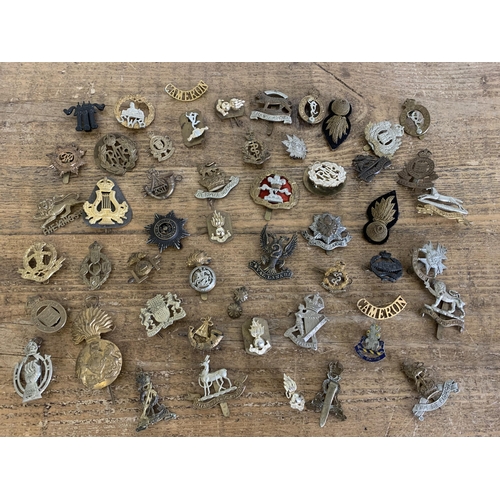 248 - A mixed lot of WW1 and WW2 military cap badges etc