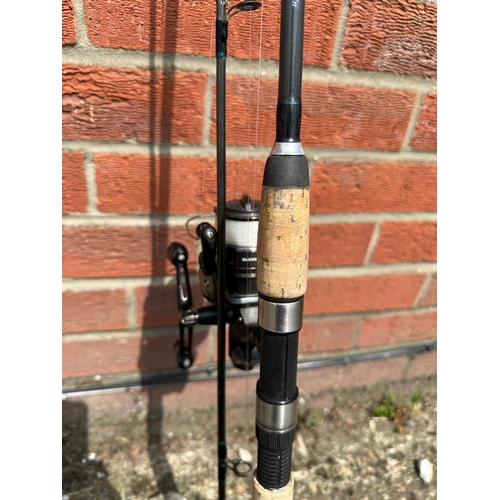 429 - An 8ft Shakespeare spinning rod with a DL4000 FB bait runner