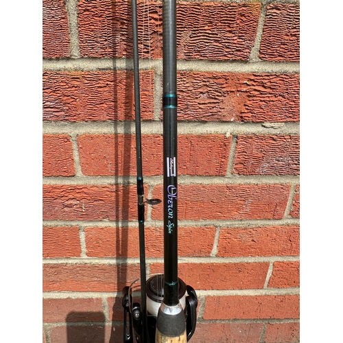 429 - An 8ft Shakespeare spinning rod with a DL4000 FB bait runner