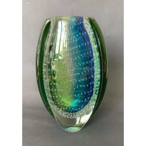 97 - Julien Macdonald glass vase with controlled bubble decoration, 8 1/4