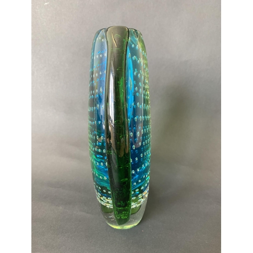 97 - Julien Macdonald glass vase with controlled bubble decoration, 8 1/4