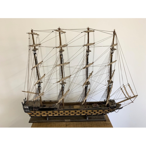 353 - A vintage scratch built model of 'HMS Temeraire 1805', fully rigged, approx. 39