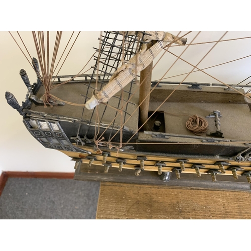 353 - A vintage scratch built model of 'HMS Temeraire 1805', fully rigged, approx. 39