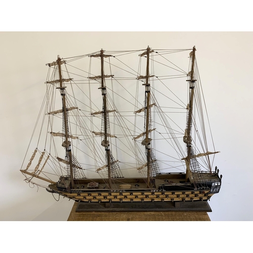 353 - A vintage scratch built model of 'HMS Temeraire 1805', fully rigged, approx. 39