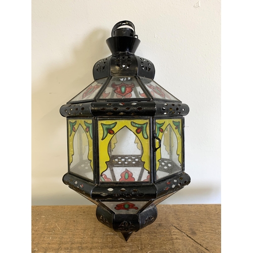 343 - A vintage metal and glass lantern, 15