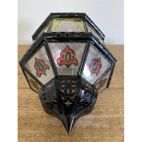 343 - A vintage metal and glass lantern, 15