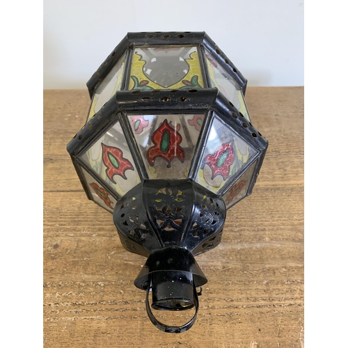 343 - A vintage metal and glass lantern, 15