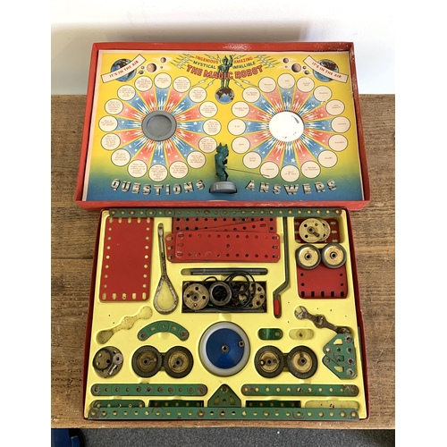 160 - A mid century boxed Meccano Outfit No.2 (contents disturbed) plus a 'Merit Magic Robot' game, 3rd ed... 