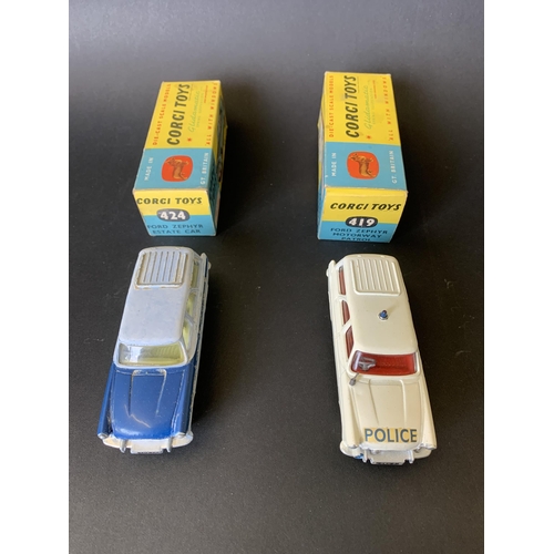 178 - Two boxed Corgi 1950's/60's Glidamatic vehicles, 424 Ford Zephyr estate car (playworn) and 419 Ford ... 