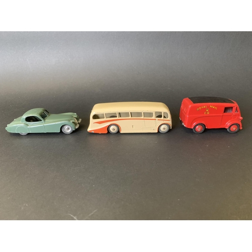 179 - Three boxed Dinky tin plate vehicles, No.260 Royal Mail van, 281 luxury coach and 157 Jaguar XK120 C... 