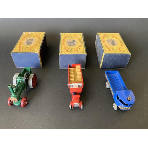 181 - Three vintage boxed Lesney 'Models of Yesteryear', No.1 Allchin traction engine, No.2 B type bus and... 