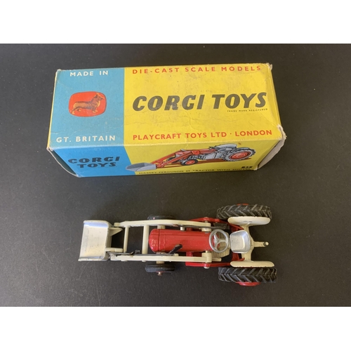 186 - A boxed Corgi Toys No.53 Massey-Ferguson 65 tractor with shovel (mild playwear and box with mild wea... 