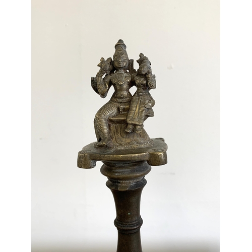 237 - A vintage Hindu Temple puja bell with Nandi figure to top, approx. 14 1/2