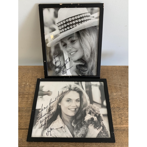 246 - Two framed and glazed autographed photographs of actress Dyan Cannon, 9 3/4