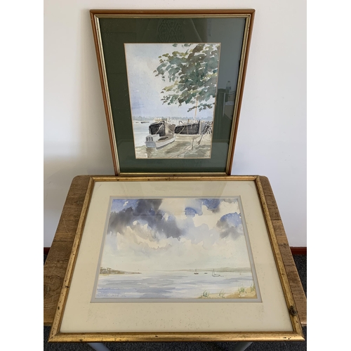 258 - Two framed and glazed watercolours, an estuary scene signed Michael Joyce 1990, 15 3/4