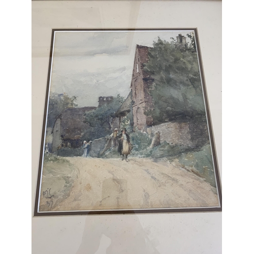 259 - Three framed and glazed watercolours of rural scenes, one signed David O.P.M. Harrison 1910-2004, 14... 