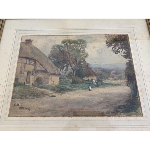 259 - Three framed and glazed watercolours of rural scenes, one signed David O.P.M. Harrison 1910-2004, 14... 