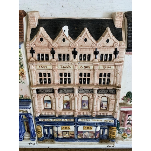 266 - A mounted run of 13 'Hazel Ceramics' shops including J Sainsbury, Thomas Cook, Rose & Crown pub etc,... 