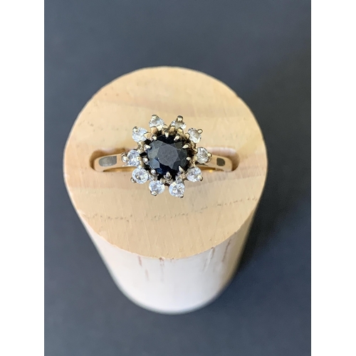 272 - A 9ct gold sapphire and diamond set ring, approx. size O 1/2, weight approx. 2.9g