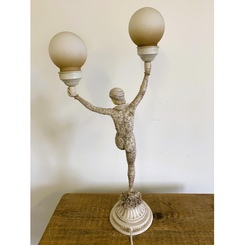 312 - A resin Art Deco style figural table lamp, 27