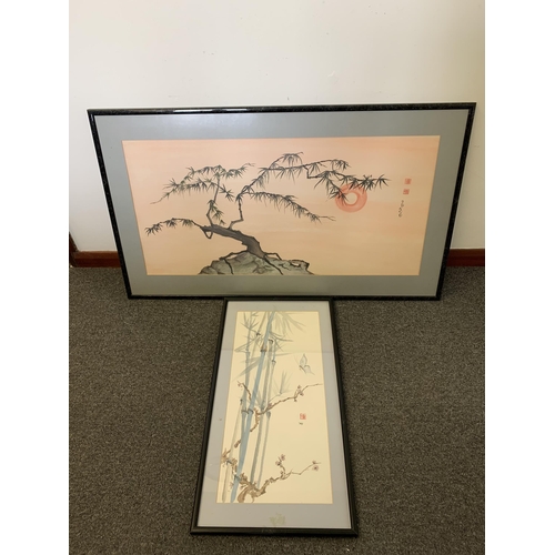 316 - A framed and glazed Oriental print of a tree, 32