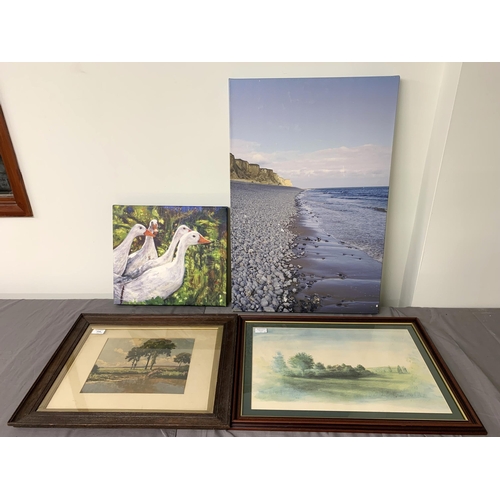 356 - Two unframed acrylic prints, geese 16