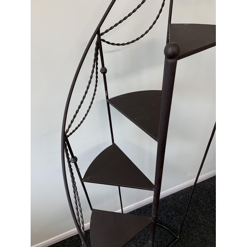 368 - An ornate tall metal constructed spiral staircase display stand, approx. 65