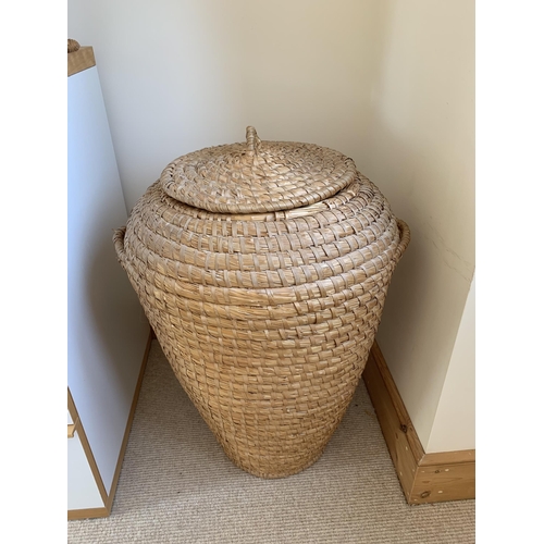 378 - A wicker Ali Baba laundry basket