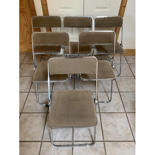 398 - A set of six chrome finish fold-up vintage chairs