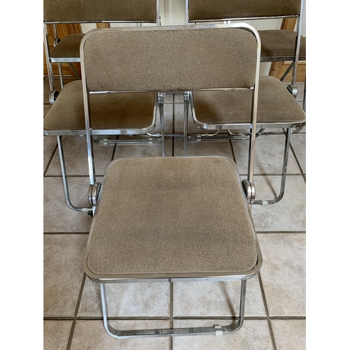 398 - A set of six chrome finish fold-up vintage chairs