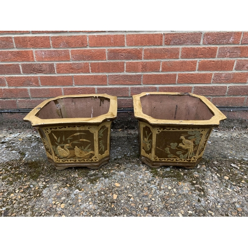 408 - Two Oriental style garden planters