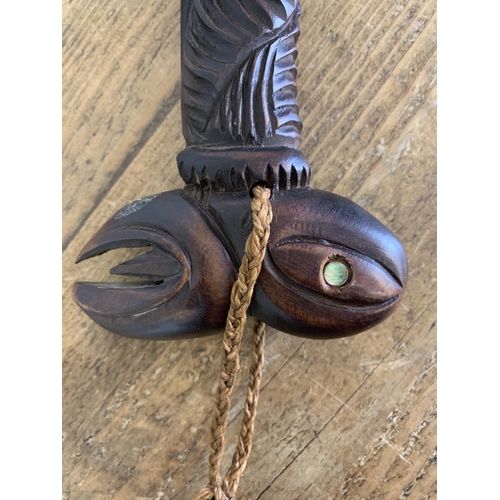 46 - A vintage Maori Toki Poutangata or ceremonial adze given as a gift to the vendor, set with a nephrit... 