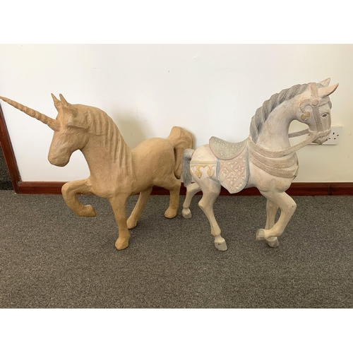 59 - A large wood horse figure (as found ear and tail), approx. 23