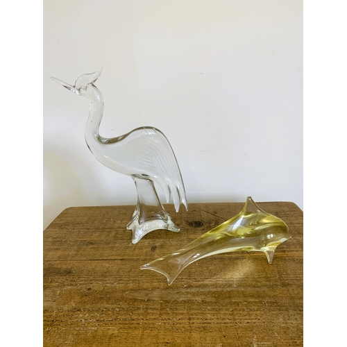 83 - A large crystal glass bird signed 'Louette' to base, approx. 15