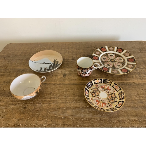 10 - An antique Royal Crown Derby Imari pattern plate, saucer and cup (all different patterns, hairline c... 