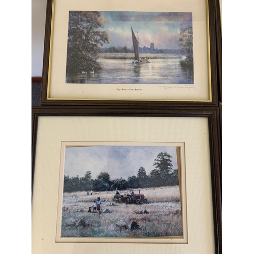 13 - A framed photograph of Beccles church plus five various sized signed Joe Crowfoot prints and two uns... 