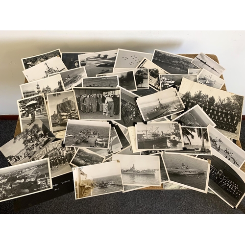 24 - A collection of 1950's onwards loose Royal Navy photographs including HMS Indomitable petrol explosi... 