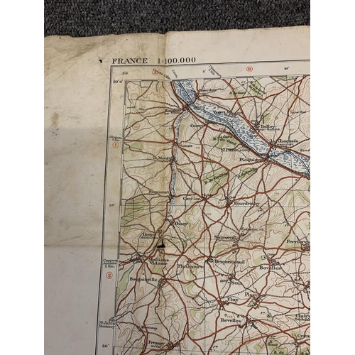 25 - WW1 era dated War Office 1915 map of Amiens printed paper linen backed, 35