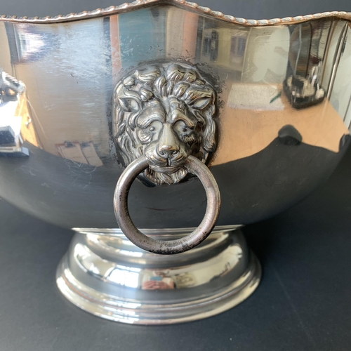 133 - A large silver plate on copper punch bowl, just under 13