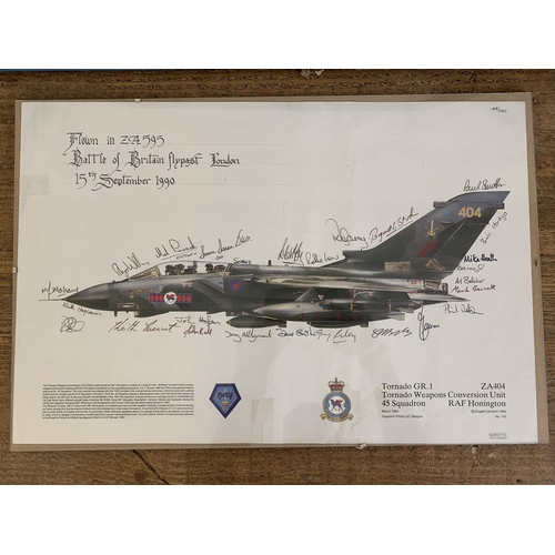 228 - A limited edition print to commemorate the Battle of Britain fly past London 1990, RAF Tornado GR1, ... 