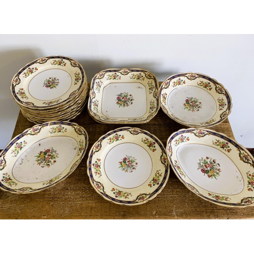 41 - A box of plates and bowls including Tuscan china 'Plant' pattern exclusive to Harrods