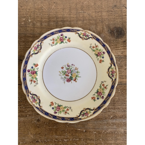 41 - A box of plates and bowls including Tuscan china 'Plant' pattern exclusive to Harrods