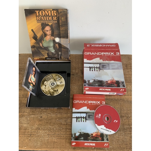 57 - Three boxed computer games including Eidos Tomb Raider plus an X-Men DVD with watch and a 1984 'Gran... 